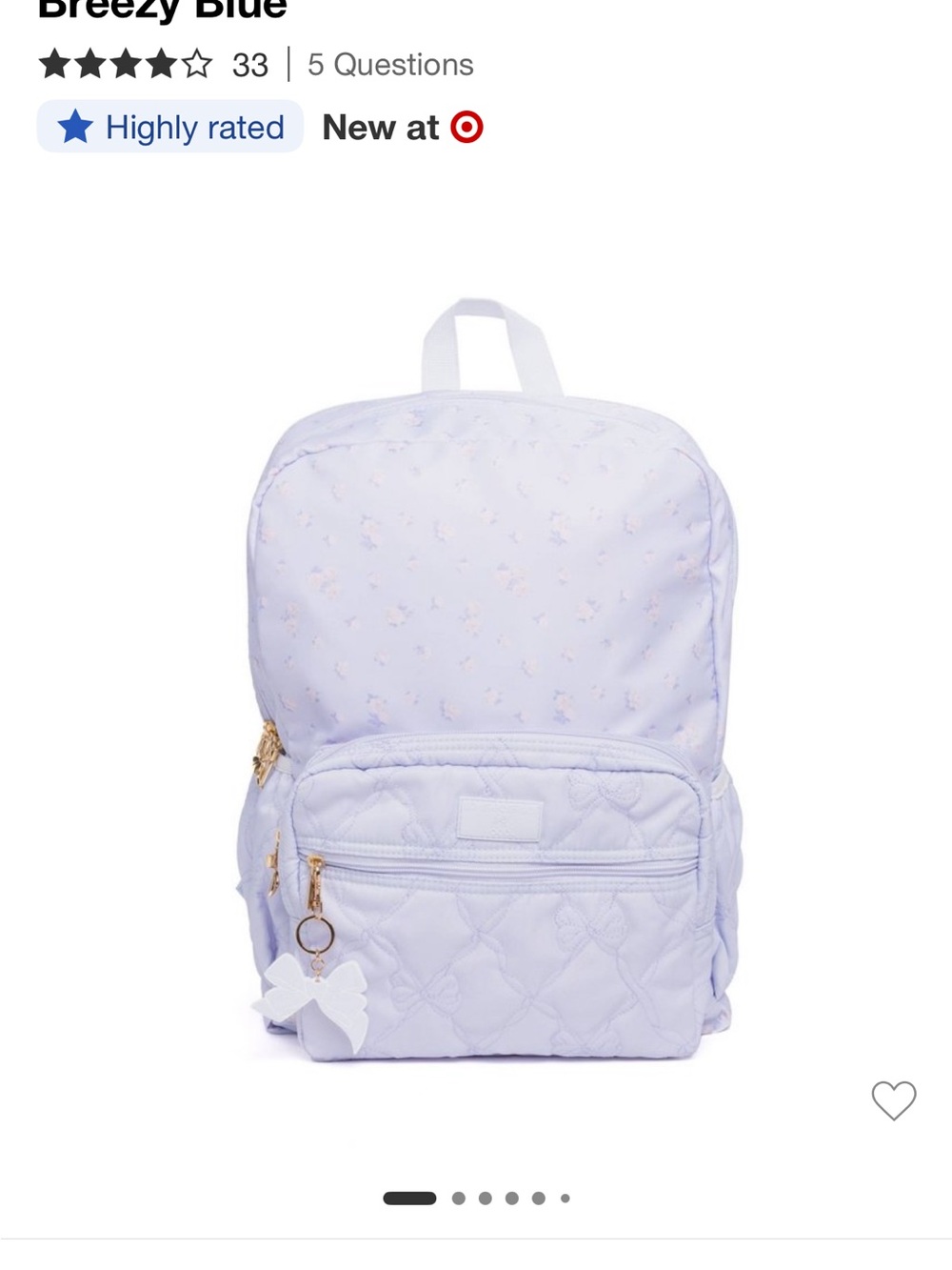 LoveShackFancy Lilac Quilted Backpack with Butterfly Charm